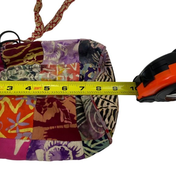 Handcrafted Patchwork Drawstring Pouch Colorful Batik Design Rayon Boho Bohemmia - Picture 5 of 11